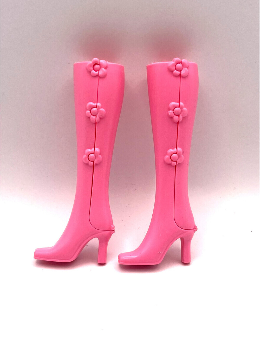 Mattel Barbie Doll Metallic  Pink Snap High Heel Boots Knee High Tall